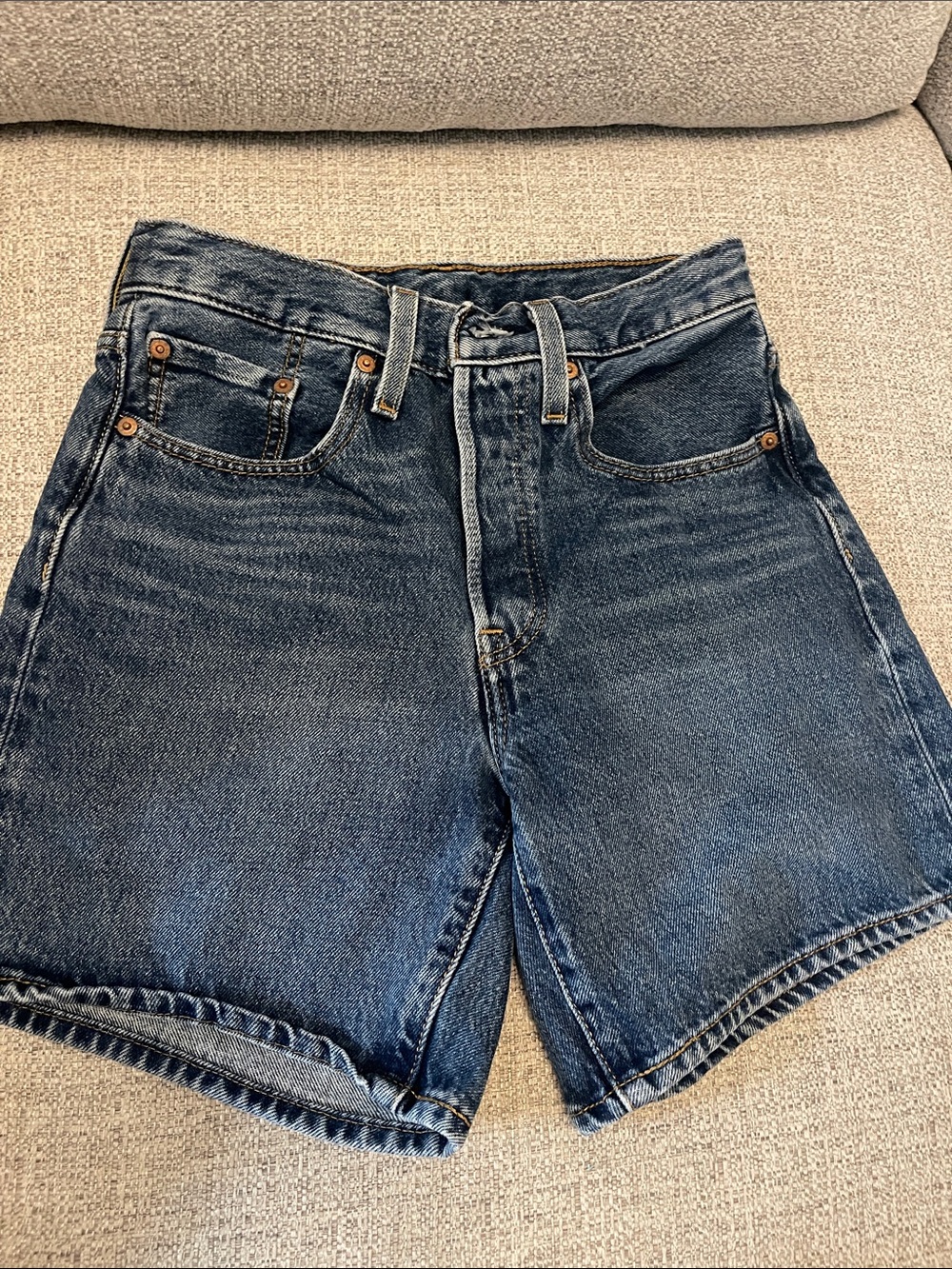 Levi's Dark Blue High-Rise Jean Shorts